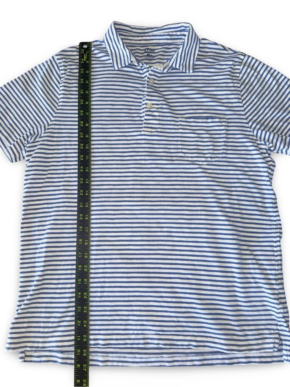 J.Crew white and blue striped cotton polo shirt in Men’s size Large